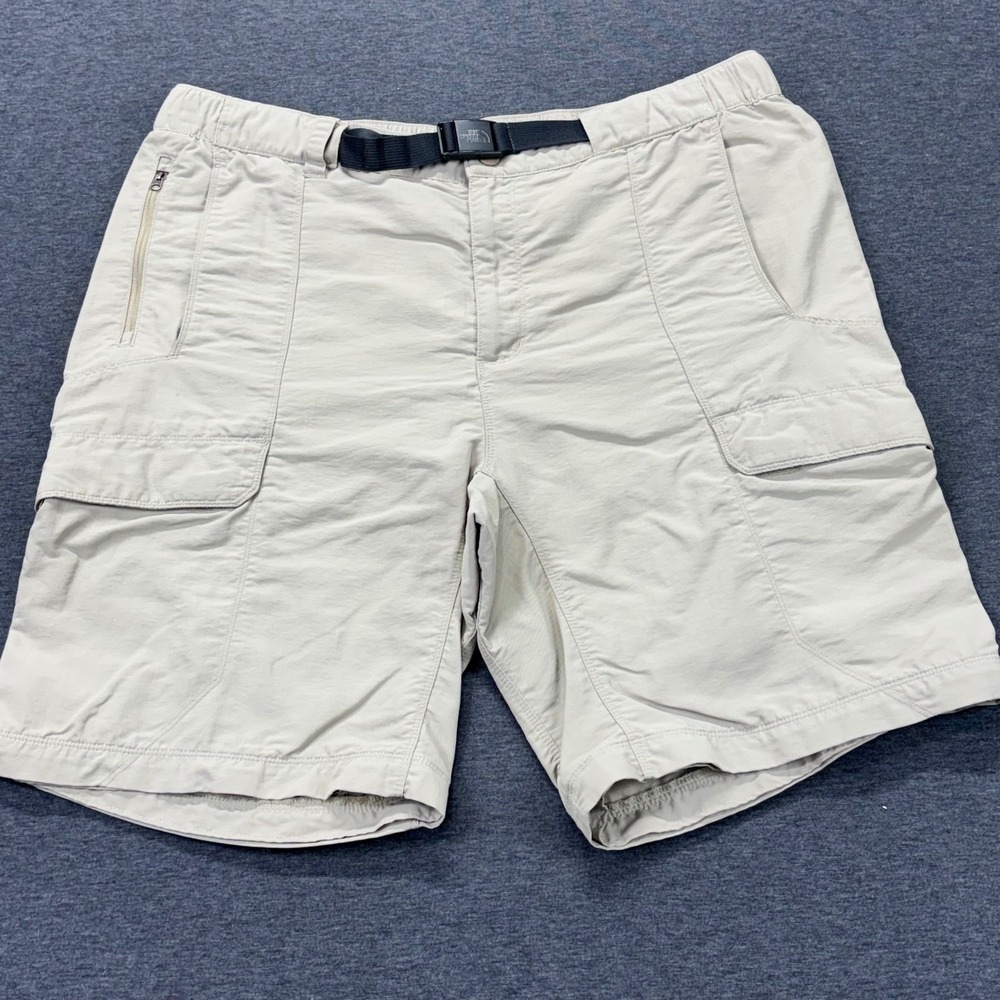 The North Face Shorts Mens XL Beige Cargo Hiking 10in Inseam 38 Waist Belt‎